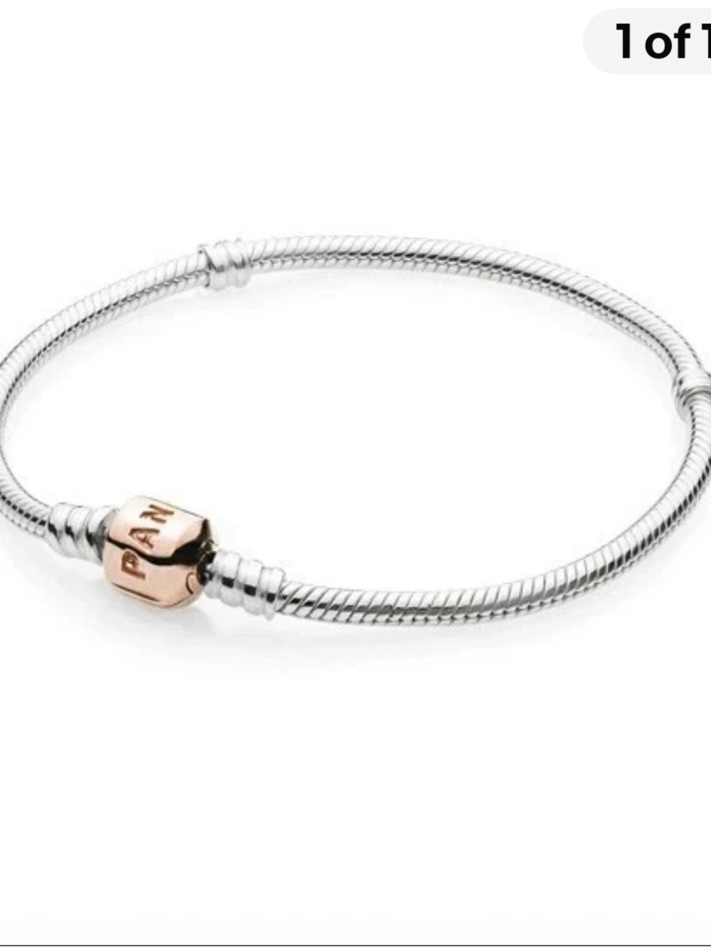 Pandora Silver Bracelet with Rose Gold Clasp